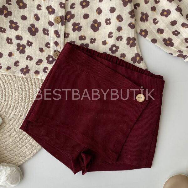 Milla Leopar Desenli Müslin Gömlekli Şort Etekli Takım (KülotluÇorap Hediye)