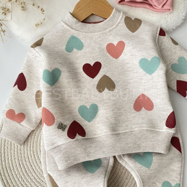 Renkli Kalpli Kışlık Şardonlu 2’Li Takım