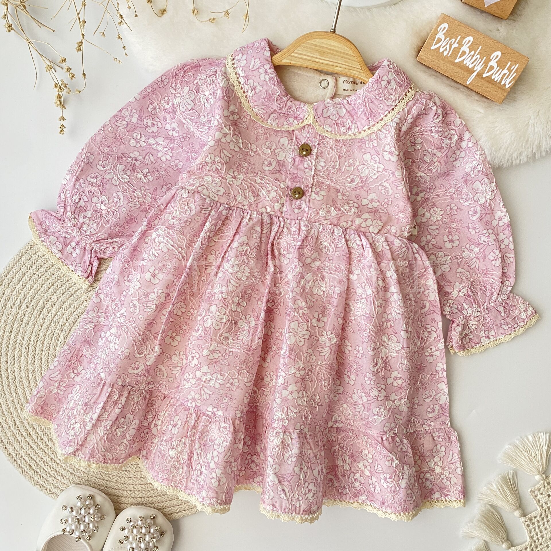 Fiyona Çıtır Çiçekli Katlı Elbise 3-6 AY