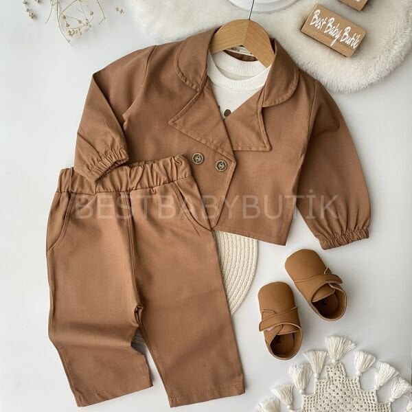 Gabardin Ceketli 3’Lü Takım