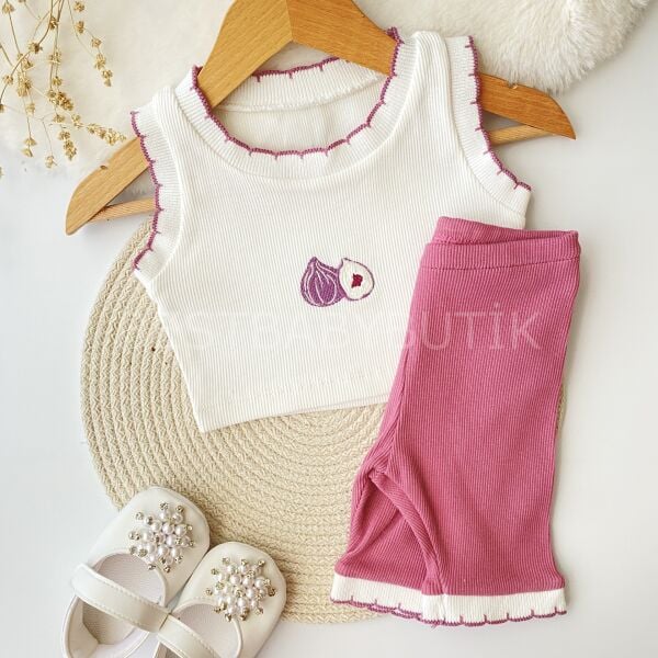 İncir Nakışlı Crop Fitilli 2’Li Takım