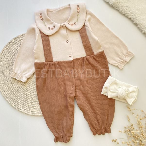 FRİDA ÇİÇEKLİ BEBEK YAKA ASKI DETAYLI TULUM