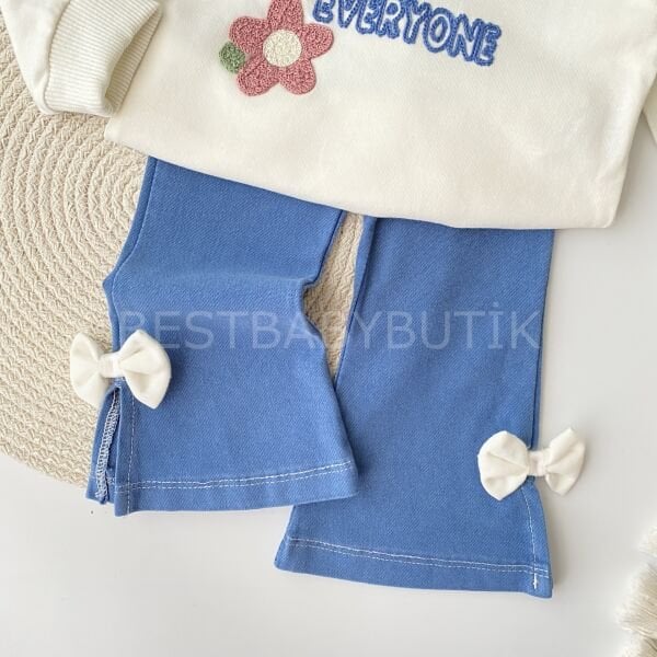 Flowers Panç Nakışlı İspanyol Paça 2’Li Takım