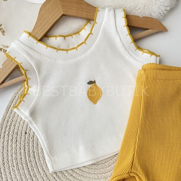 Limon Nakışlı Crop Fitilli 2’Li Takım