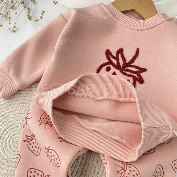 Çilek Süzene Nakışlı Şardonlu 2’Li Takım