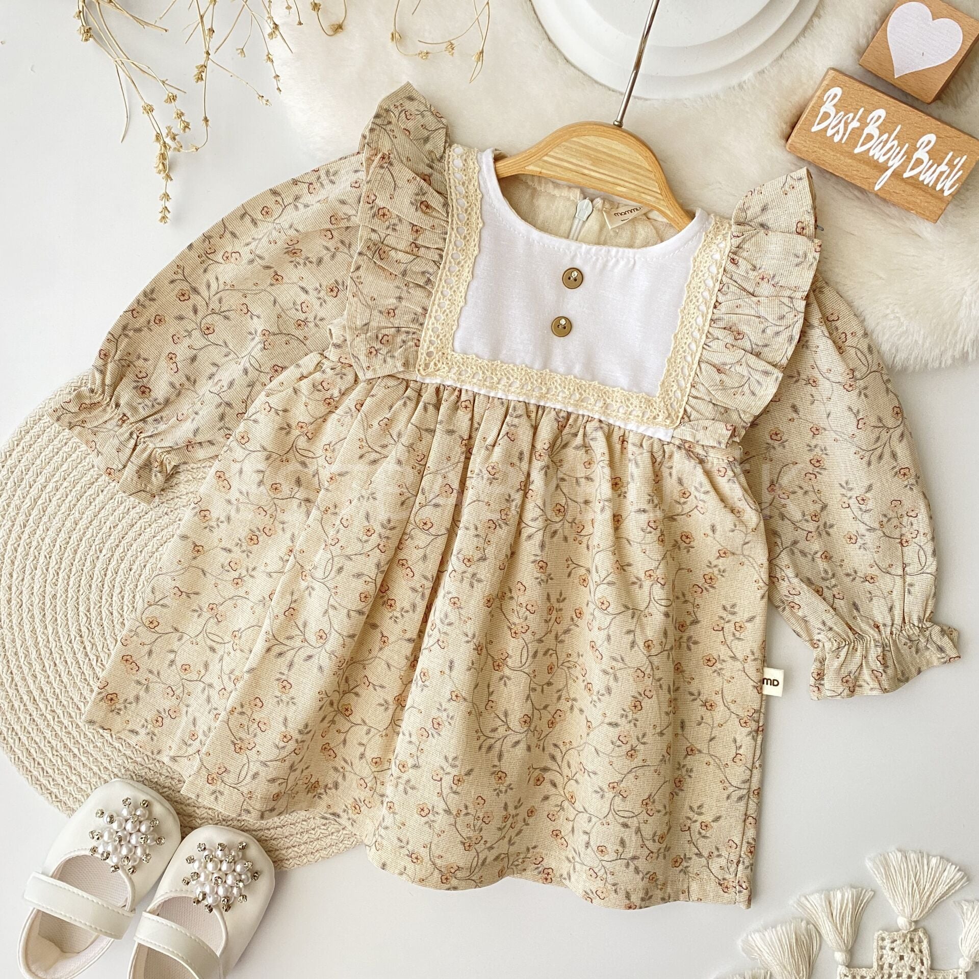 Lidya Minik Papatyalı Robalı Elbise 9-12 AY