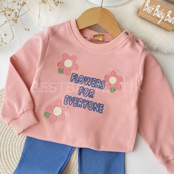 Flowers Panç Nakışlı İspanyol Paça 2’Li Takım 9-12 AY