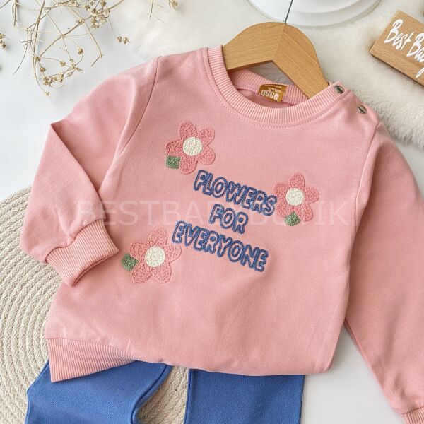 Flowers Panç Nakışlı İspanyol Paça 2’Li Takım 9-12 AY