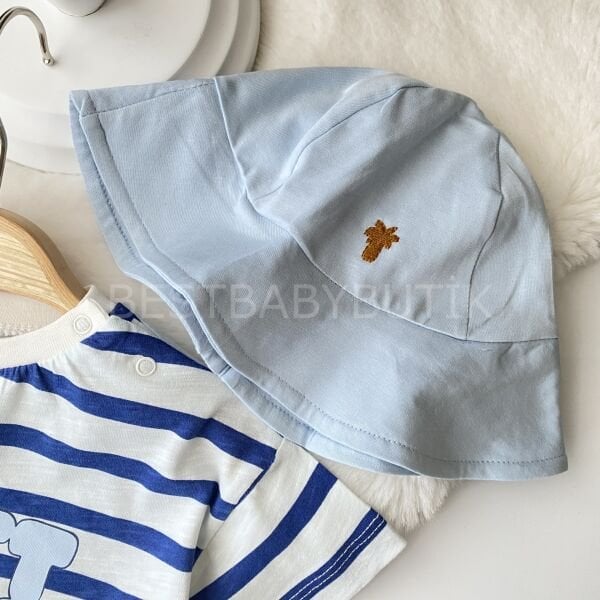 Sunset Baskılı Çizgili Ve Şapkalı 3’Lü Takım 18-24 AY