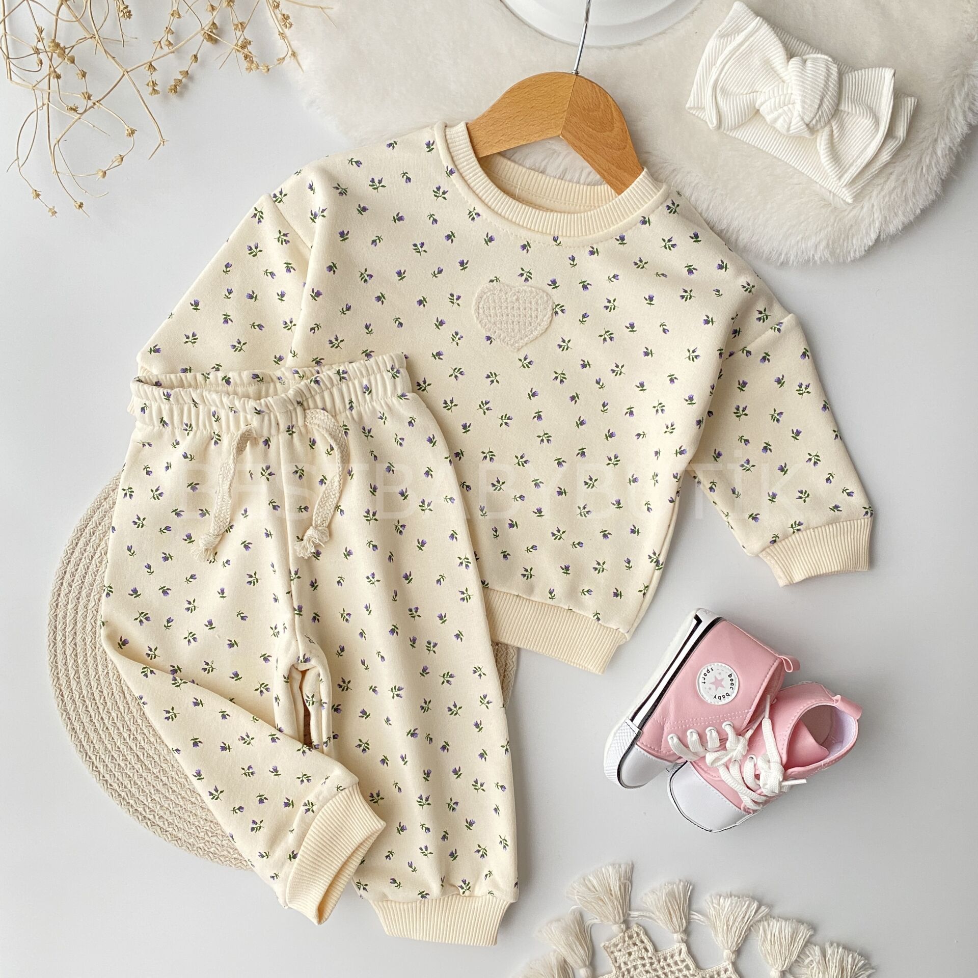 Premium Kalpli Minik Çiçekli 2’Li Takım