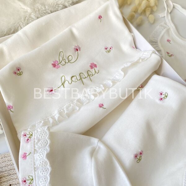 YENİ SEZON BE HAPPY FİSTO DETAYLI ÇİÇEK İŞLEMELİ 10 PARÇA HASTANE ÇIKIŞI SETİ