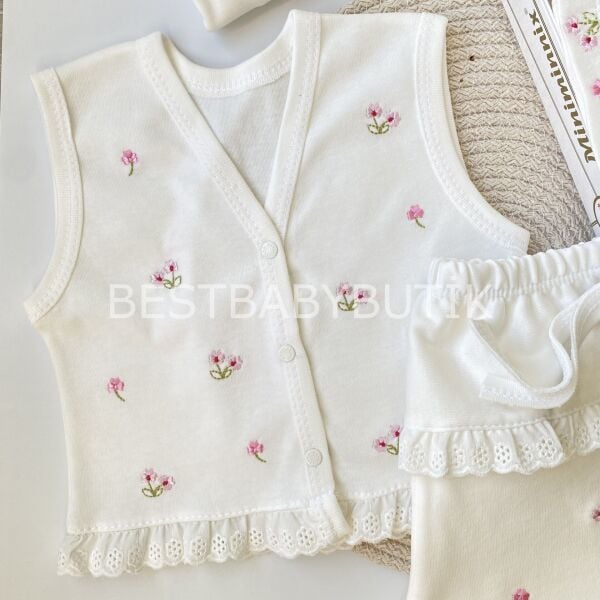 YENİ SEZON BE HAPPY FİSTO DETAYLI ÇİÇEK İŞLEMELİ 10 PARÇA HASTANE ÇIKIŞI SETİ