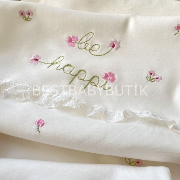 YENİ SEZON BE HAPPY FİSTO DETAYLI ÇİÇEK İŞLEMELİ 10 PARÇA HASTANE ÇIKIŞI SETİ