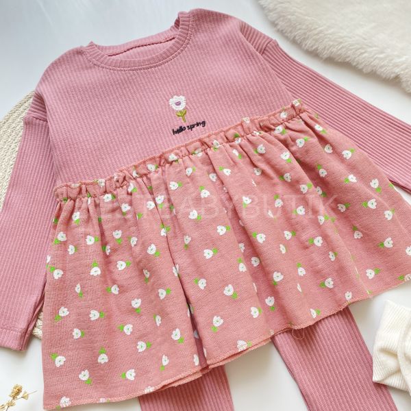 FLOWERS LALELİ MÜSLİN ROBALI TAYTLI 2’Lİ TAKIM