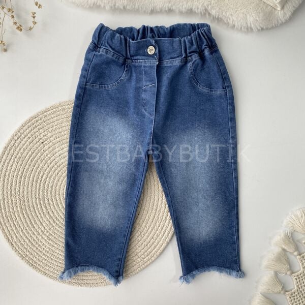 Lovely Çiçek Baskılı Püsküllü Kot Pantolonlu Takım