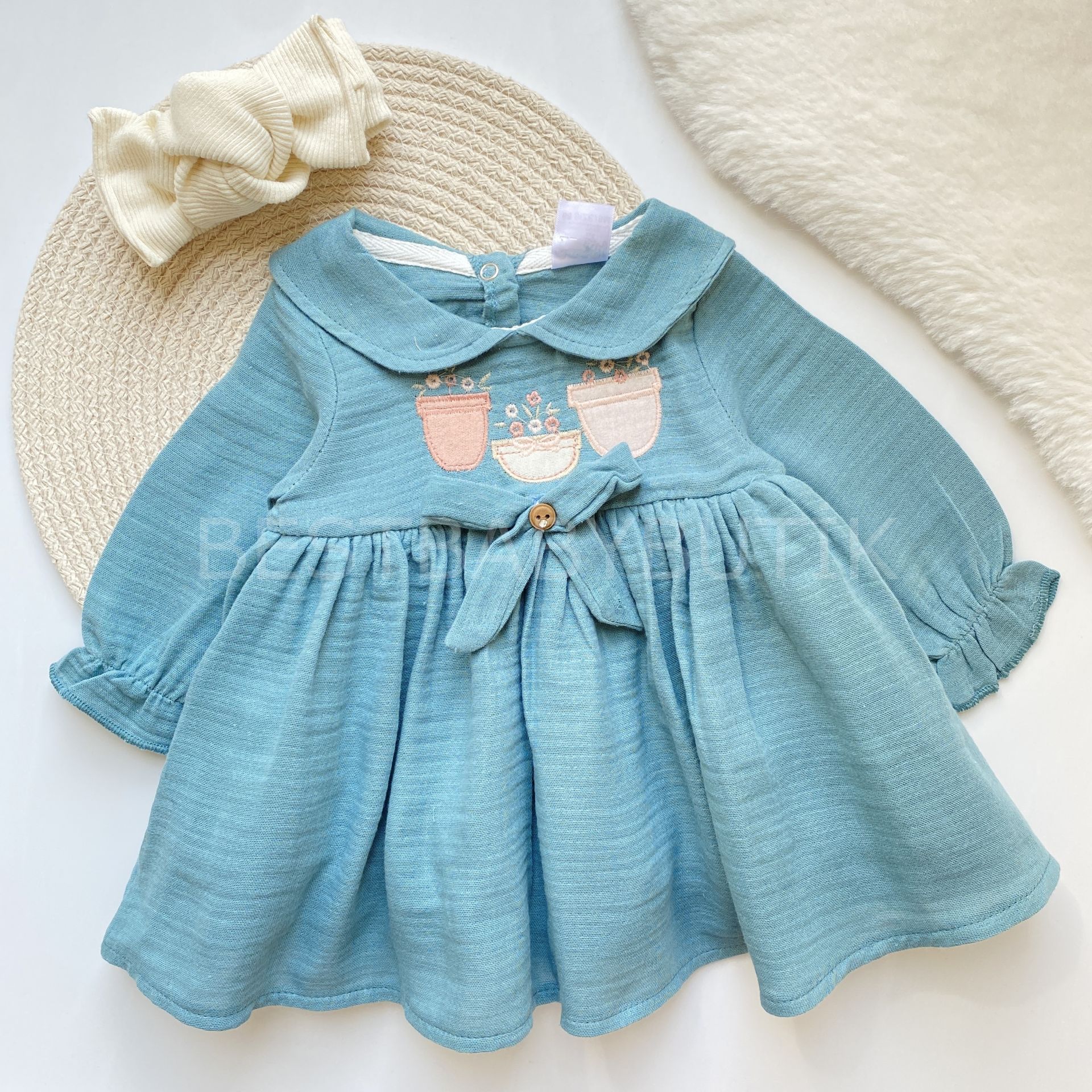 ÇİÇEKLİ BEBE YAKA ELBİSE