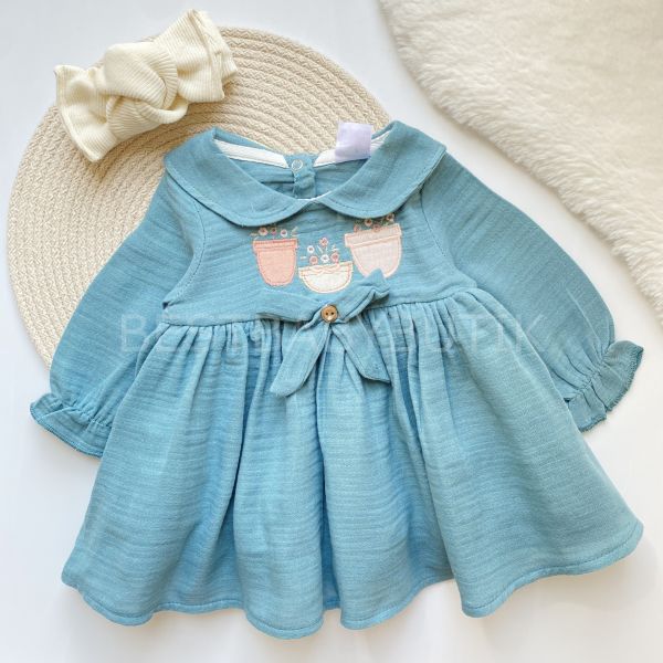 ÇİÇEKLİ BEBE YAKA ELBİSE