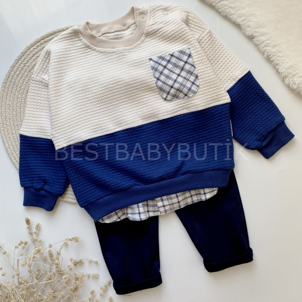 FAYA GÖMLEK DETAYLI ÇİFT DESENLİ PANTALONLU 2 ‘Lİ TAKIM