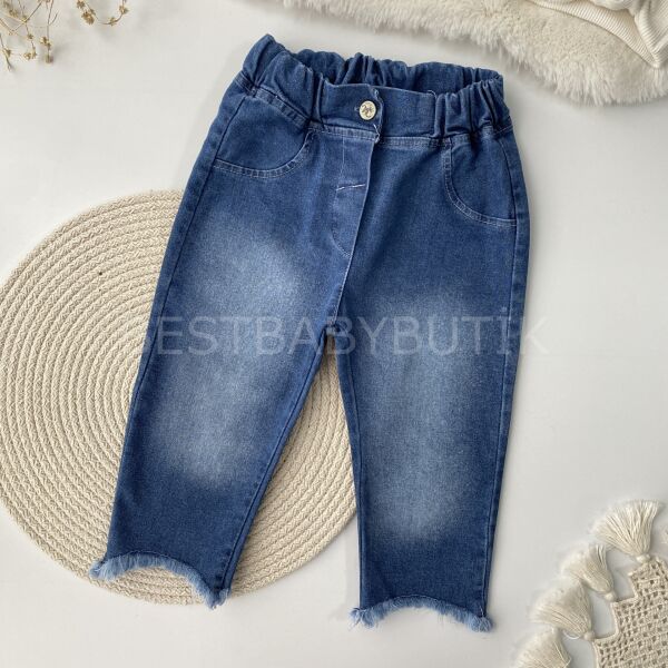 Lovely Çiçek Baskılı Püsküllü Kot Pantolonlu Takım