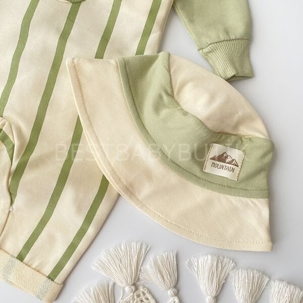 Çizgili Şapkalı 3’Lü Salopet Tulum Seti