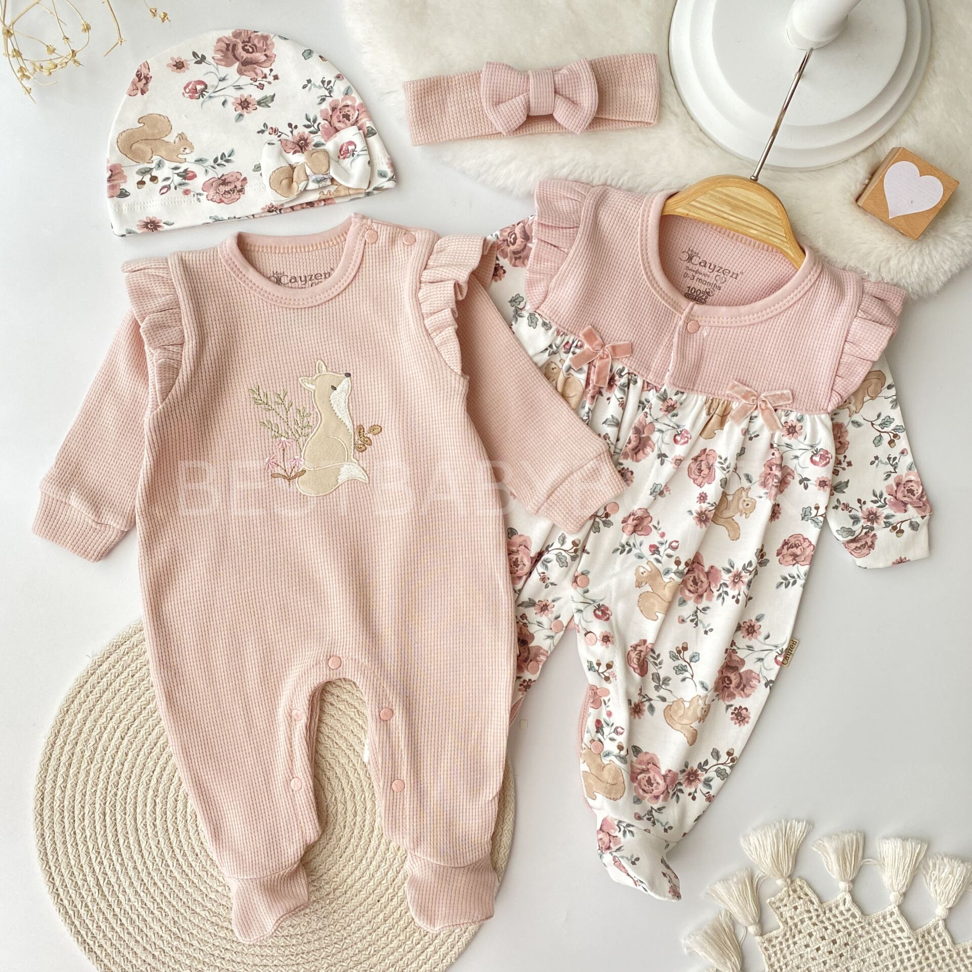 Mini Çiçek Detaylı 4’LÜ Tulum Seti