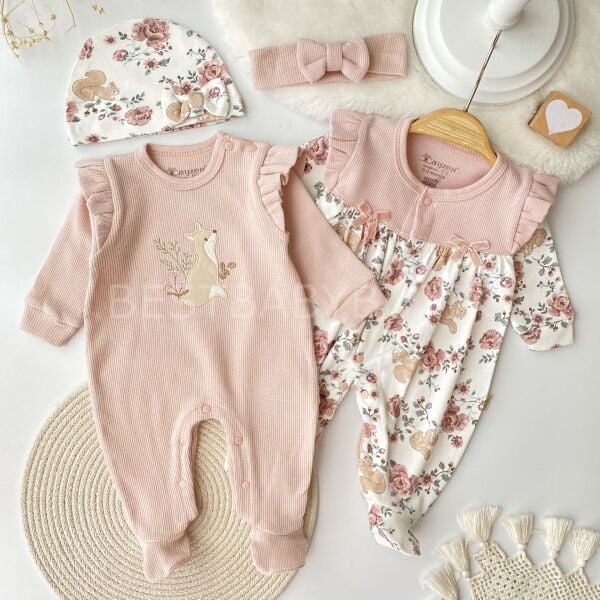 Mini Çiçek Detaylı 4’LÜ Tulum Seti