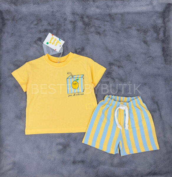 Premium Limonlu Çizgili Oversize Takım 9-12 AY