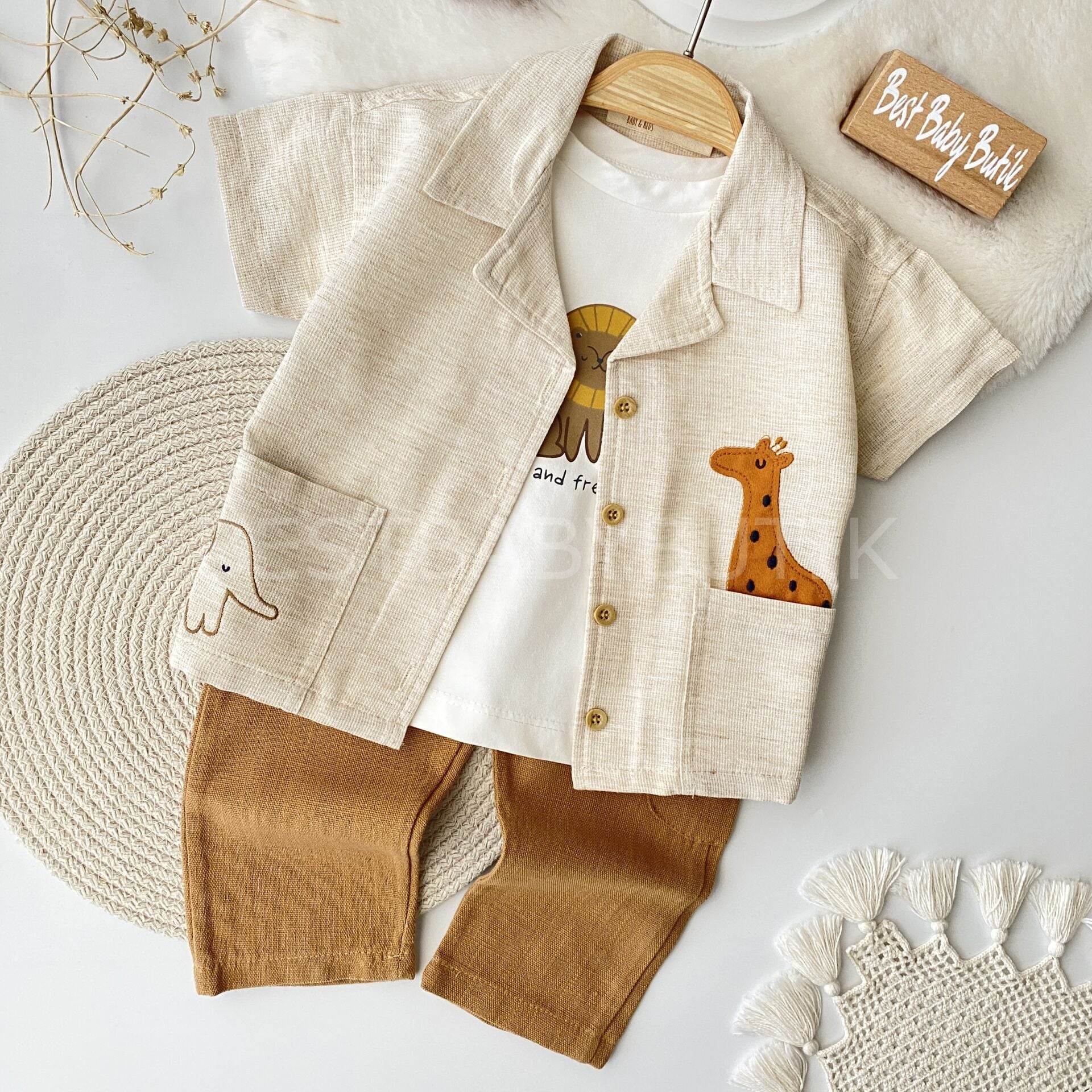 Safari Keten Gömlekli 3’Lü Takım 18-24 AY