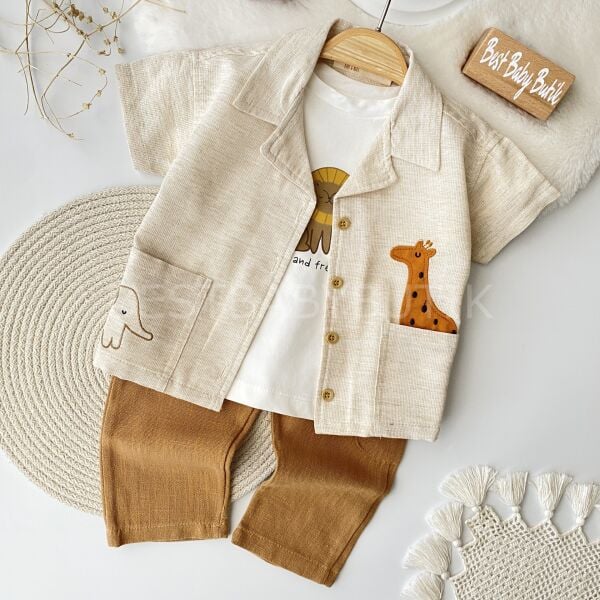 Safari Keten Gömlekli 3’Lü Takım