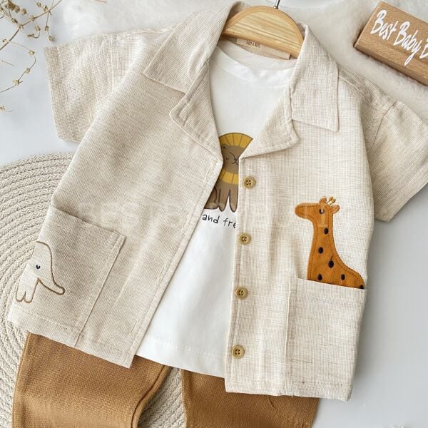 Safari Keten Gömlekli 3’Lü Takım 18-24 AY