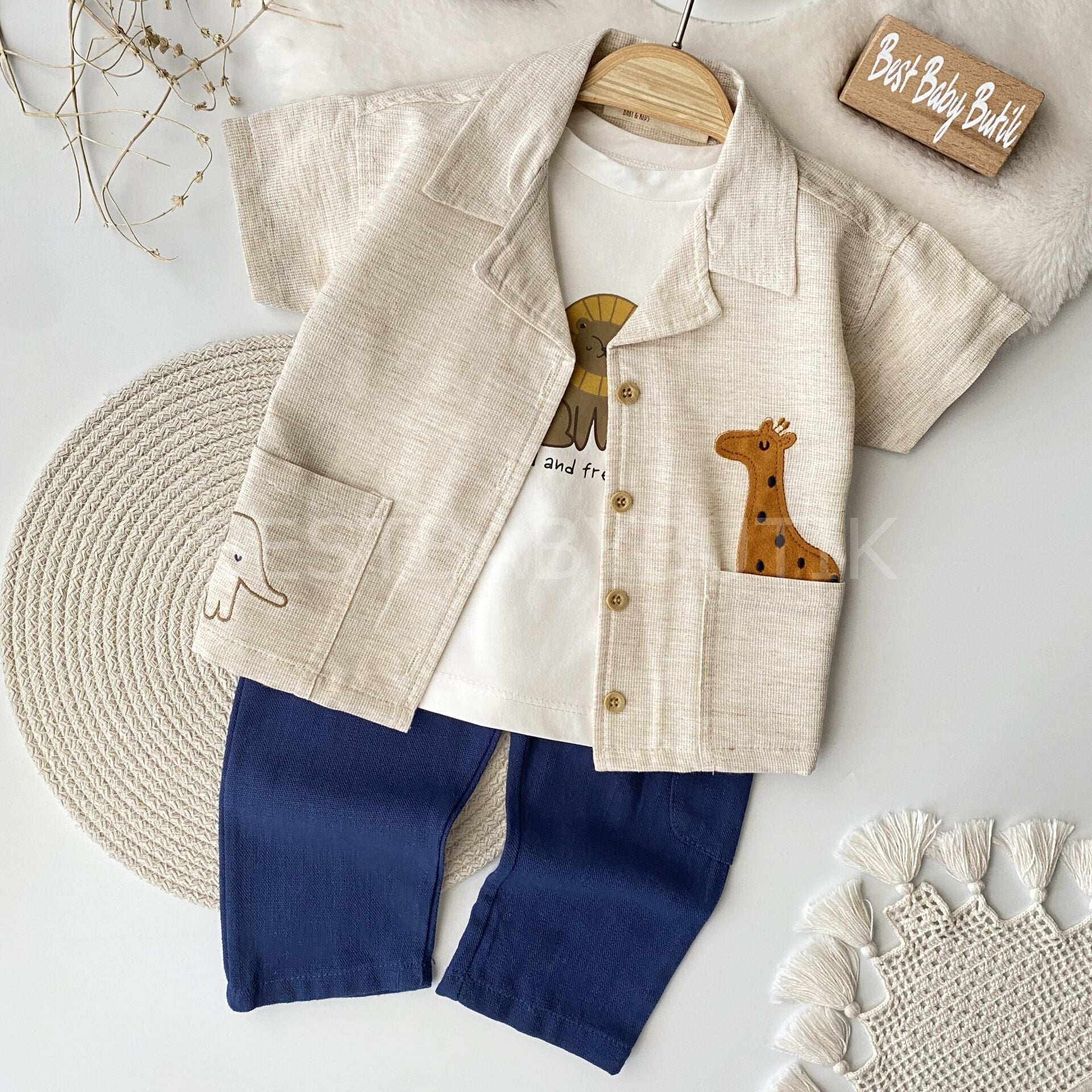 Safari Keten Gömlekli 3’Lü Takım 18-24 AY