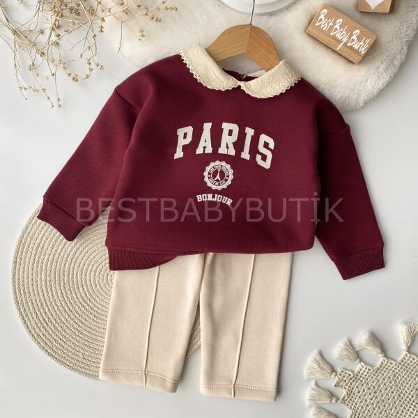 Paris Bebe Yakalı Bol Paça Şardonlu 2’Li Takım