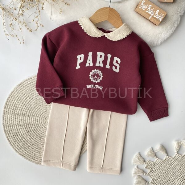 Paris Bebe Yakalı Bol Paça Şardonlu 2’Li Takım