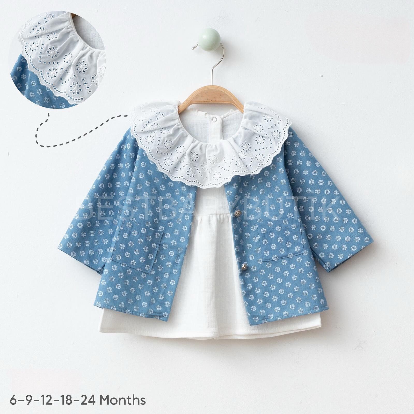 Fisto Yaka Detaylı Trenç Ceketli Kot Elbise