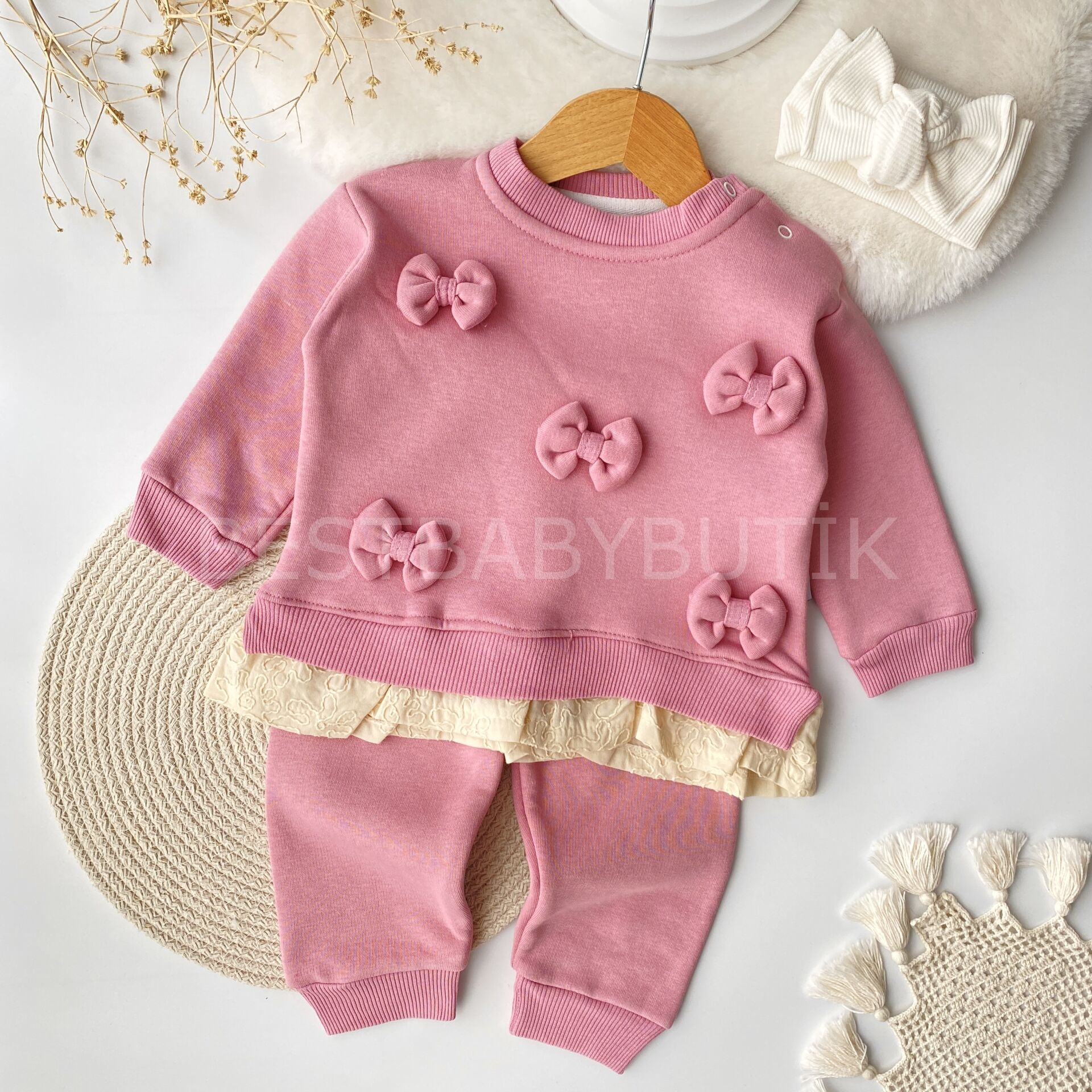 Kurdaleli Fırfır Gömlek Görünümlü Şardonlu 2’Li Takım