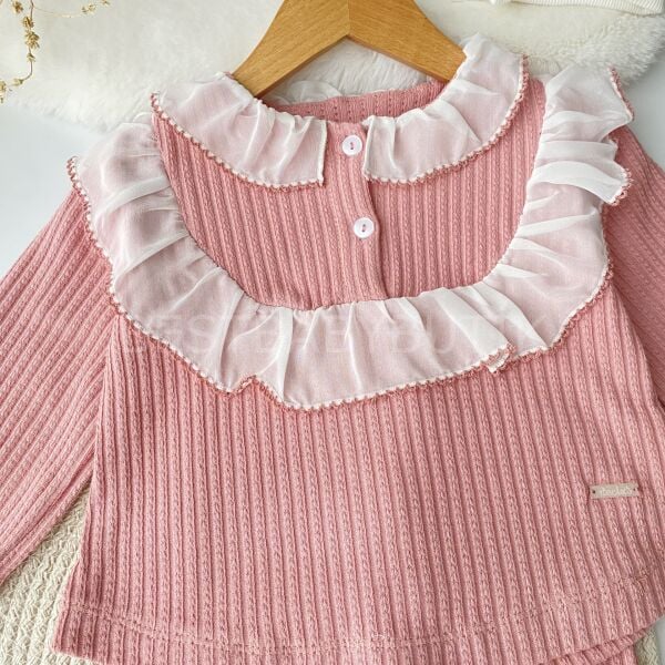 Tül Yakalı Robalı Örme Kumaş 2’Li Takım