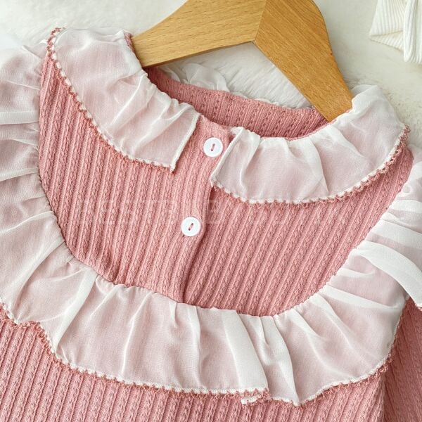 Tül Yakalı Robalı Örme Kumaş 2’Li Takım