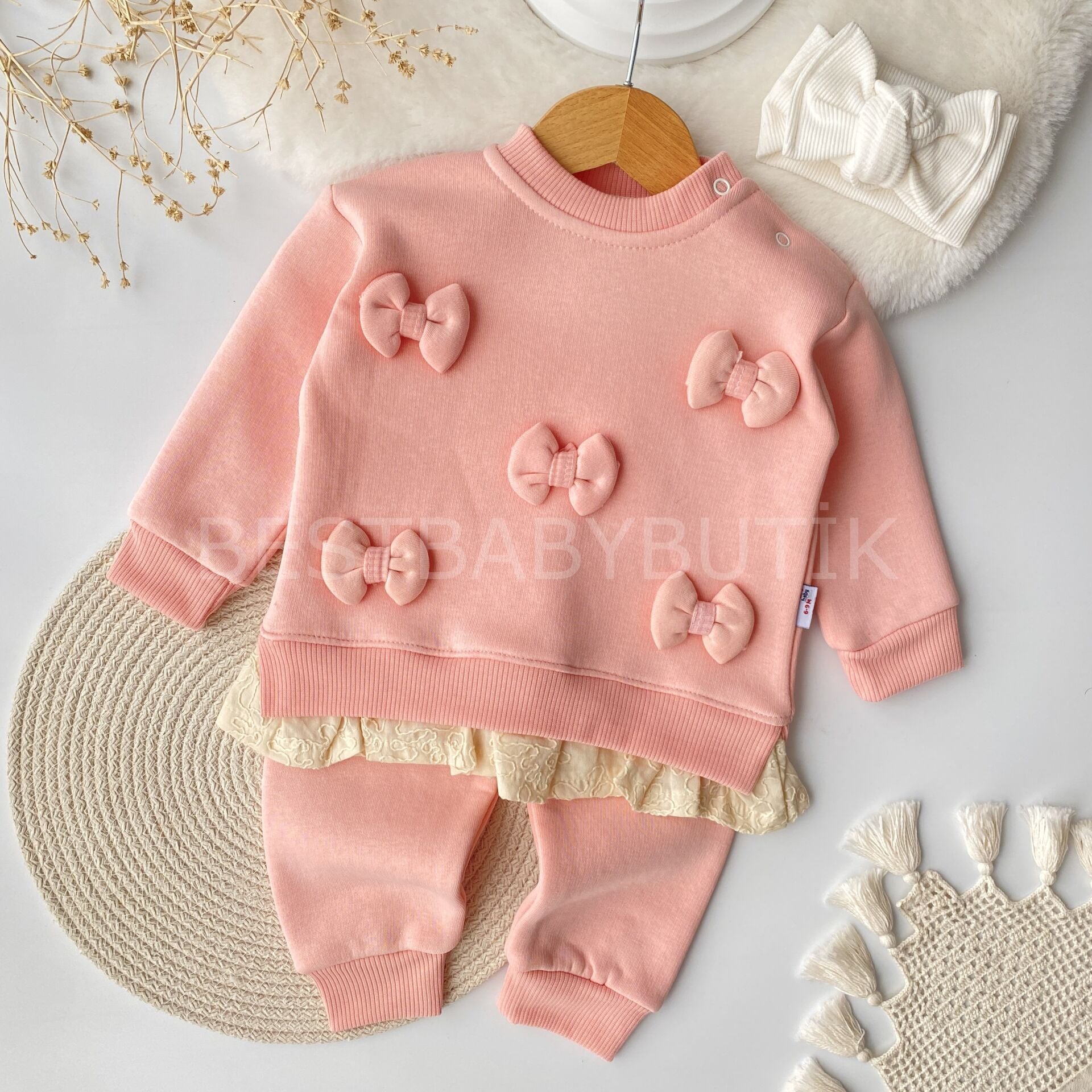 Kurdaleli Fırfır Gömlek Görünümlü Şardonlu 2’Li Takım 18-24 AY