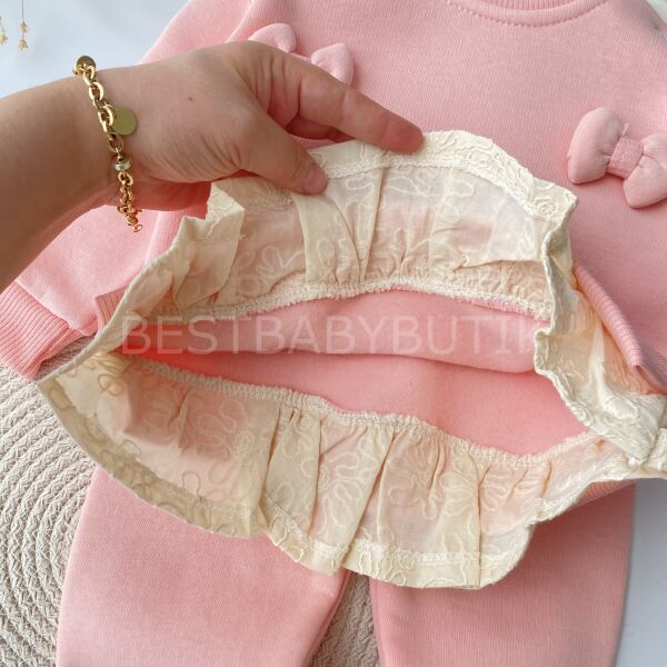 Kurdaleli Fırfır Gömlek Görünümlü Şardonlu 2’Li Takım 18-24 AY