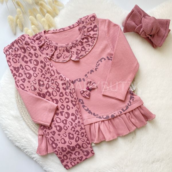 LEOPAR DESENLİ FIRFIR DETAYLI KAŞKORSE 2’Lİ TAKIM
