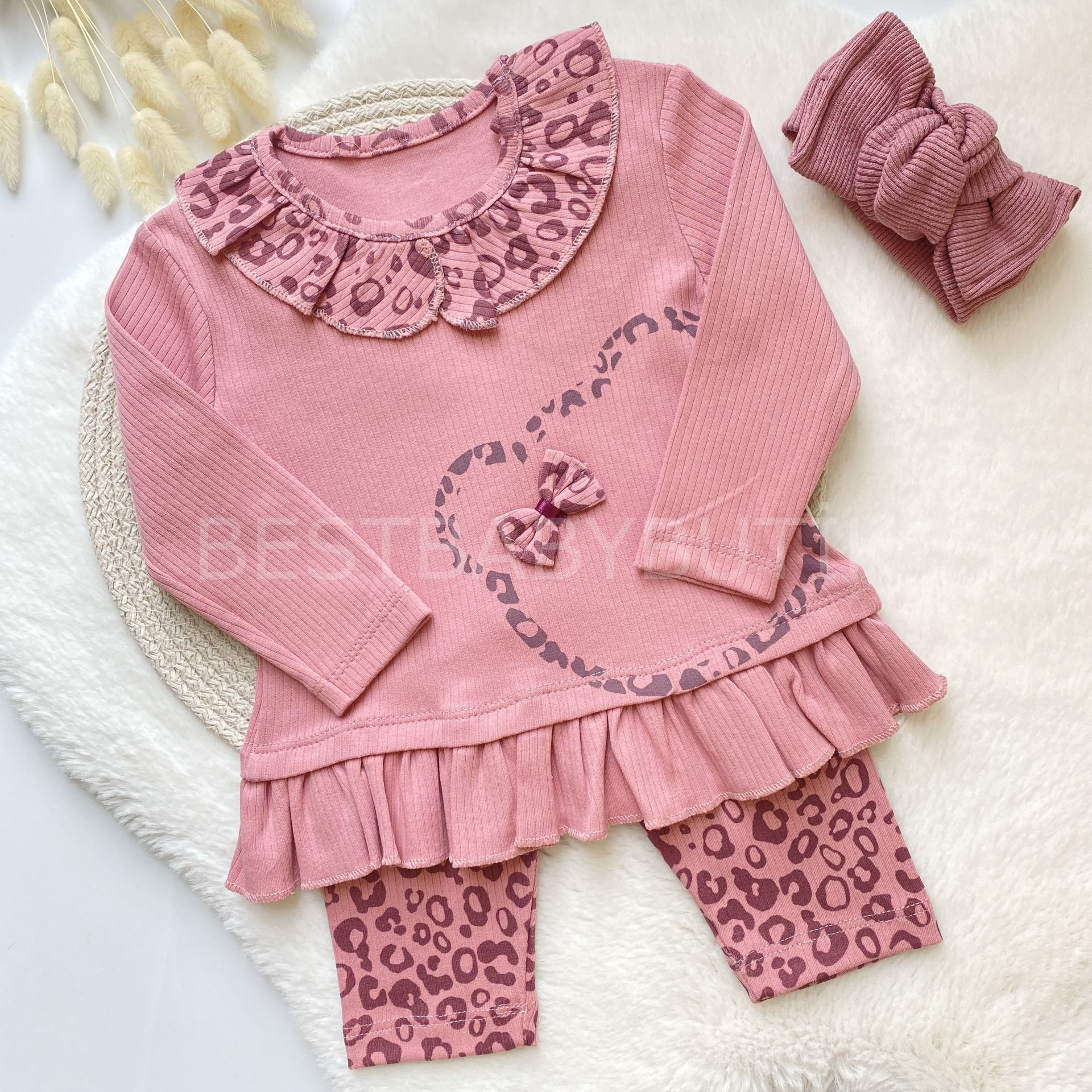 LEOPAR DESENLİ FIRFIR DETAYLI KAŞKORSE 2’Lİ TAKIM
