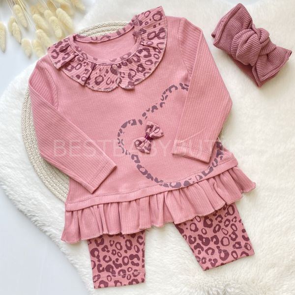 LEOPAR DESENLİ FIRFIR DETAYLI KAŞKORSE 2’Lİ TAKIM