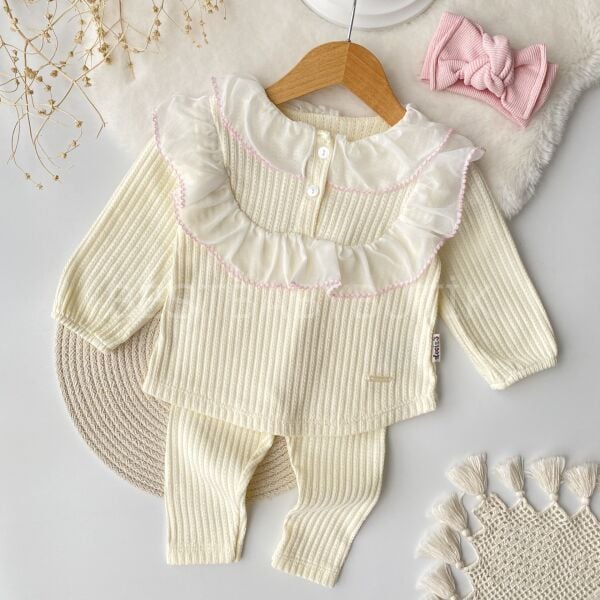 Tül Yakalı Robalı Örme Kumaş 2’Li Takım