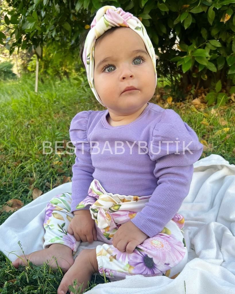 ZENNA ÇİÇEKLİ BALON KOL DETAYLI 3'LÜ TAKIM