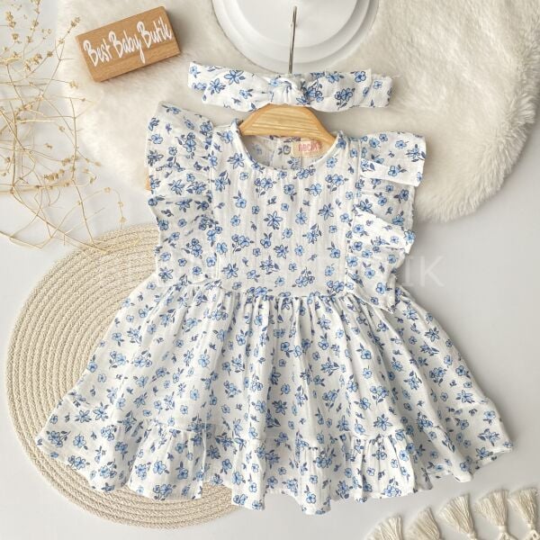 Mine Çıtır Çiçekli Müslin Elbise (Bandanalı)