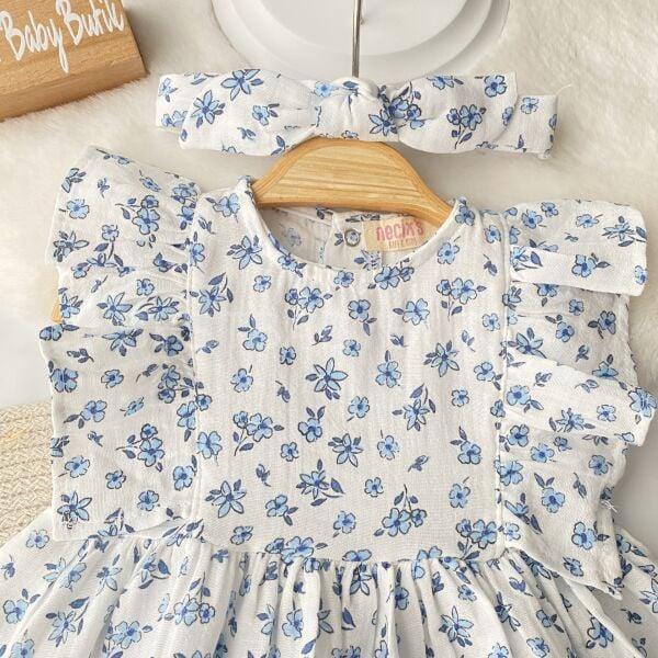 Mine Çıtır Çiçekli Müslin Elbise (Bandanalı) 9-12 AY