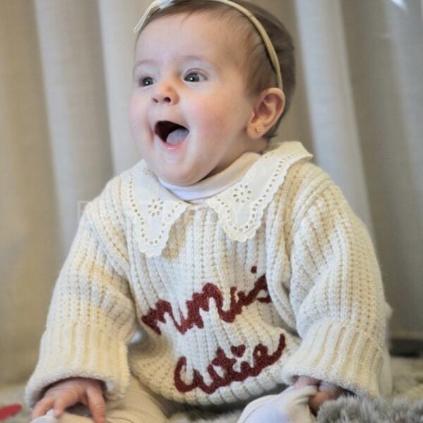 Mamas Cutie Nakışlı Fisto Yakalı Triko Kot Pantolonlu Takım