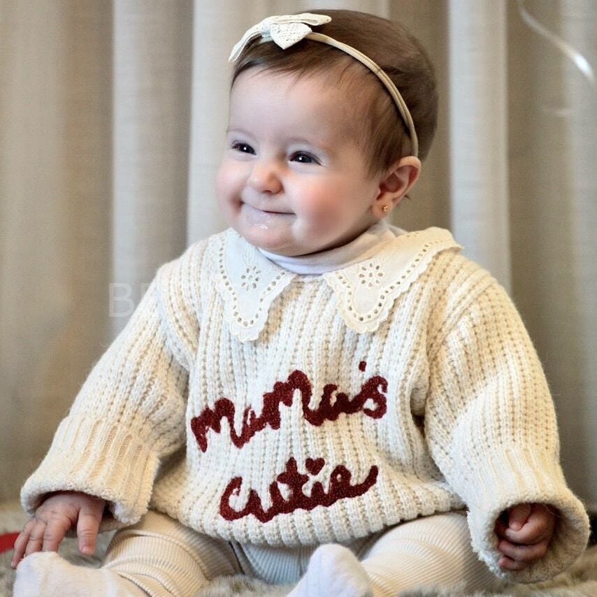 Mamas Cutie Nakışlı Fisto Yakalı Triko Kot Pantolonlu Takım