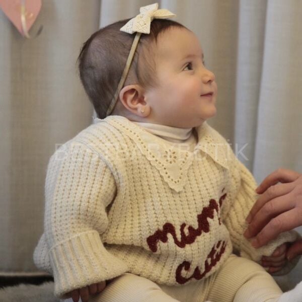 Mamas Cutie Nakışlı Fisto Yakalı Triko Kot Pantolonlu Takım