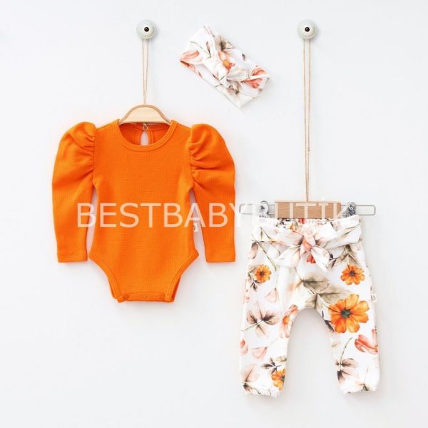 ZENNA ÇİÇEKLİ BALON KOL DETAYLI 3'LÜ TAKIM